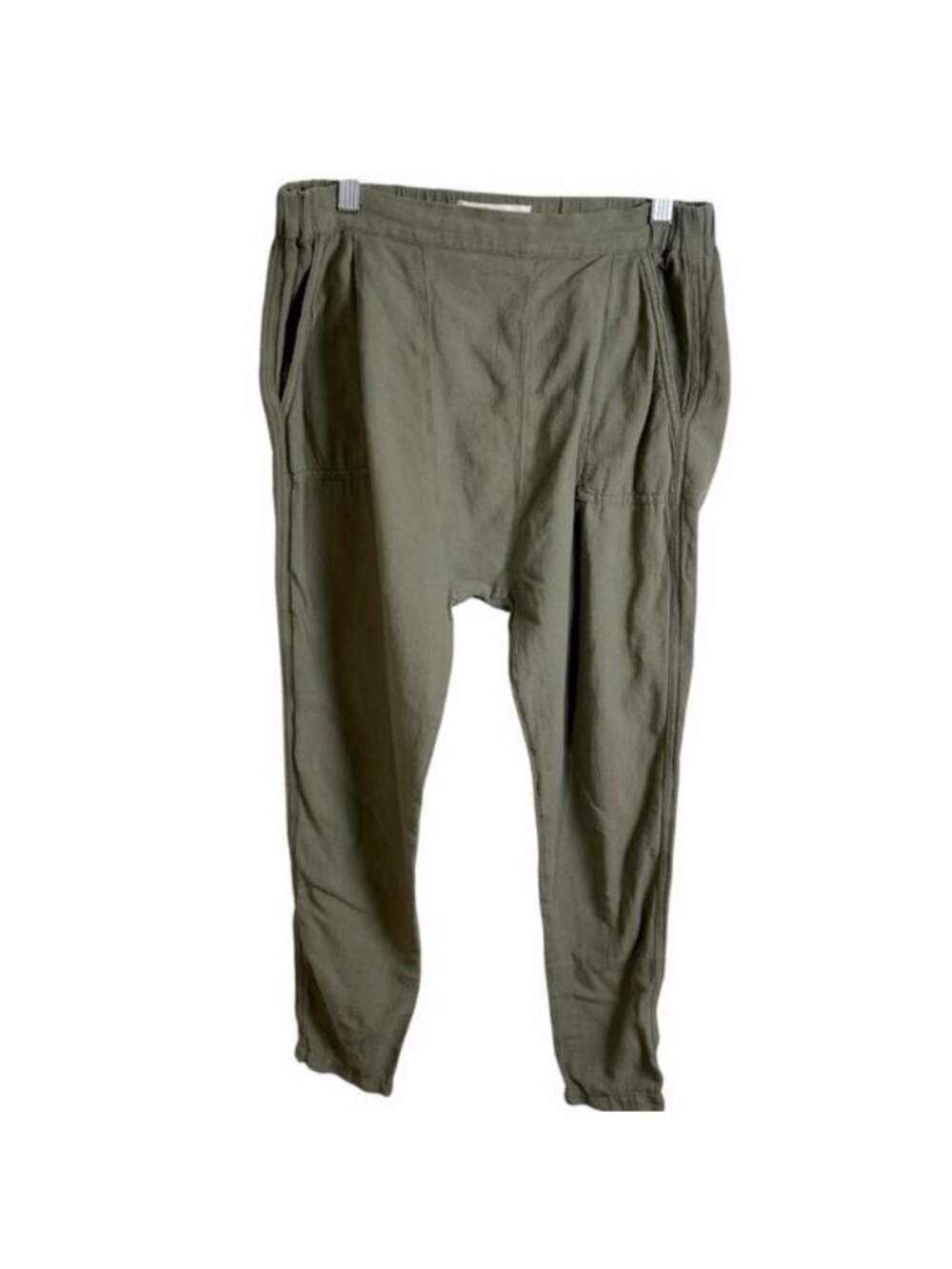 The Great. Pants Cotton Tulip Drop Crotch Pullover Pants Green Olive size 0